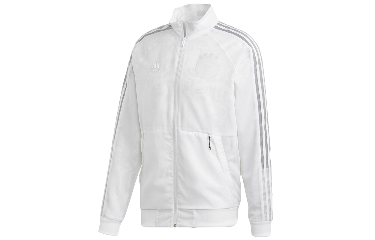 adidas DFB Uni Jacket Reflective Logo Soccer Training Jacket White Mens FT2973