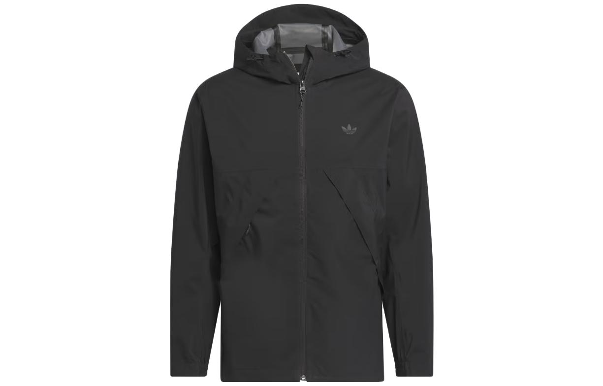 adidas Dill Eyes Tech Shell Jacket Black Unisex Logo Print Hooded Outerwear IM4663