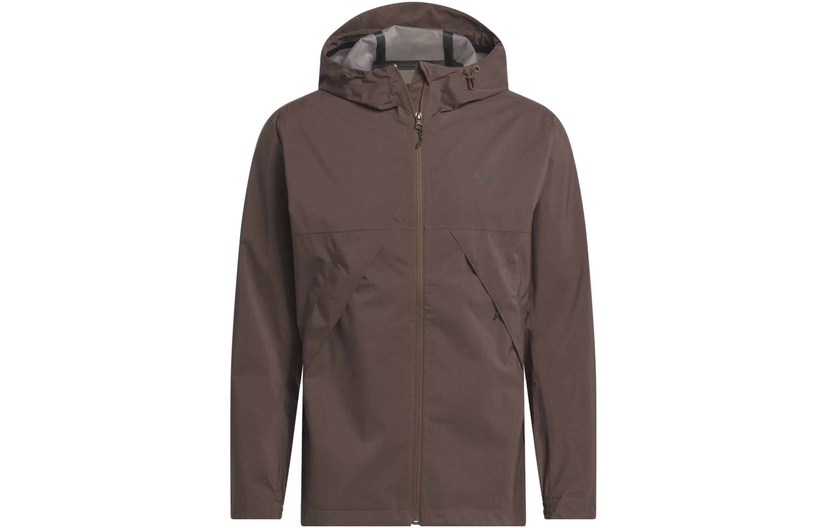 adidas Dill Eyes Tech Shell Logo Print Hoodie Jacket Unisex Brown IM4664