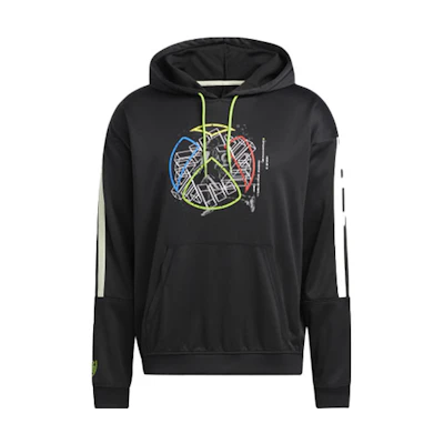 adidas DM Hoodie Retro Basketball Stripe Colorblock Sweatshirt Black HB5430