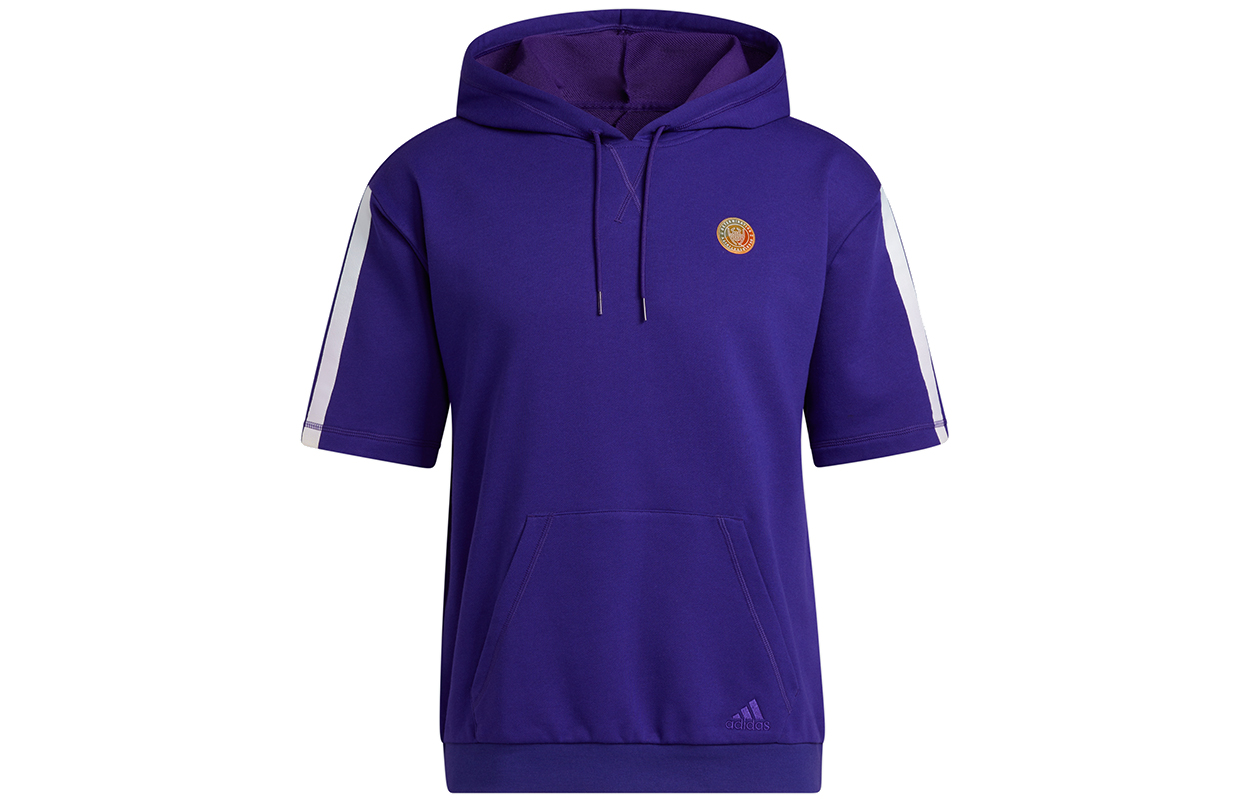 adidas DM SS Basketball Short-Sleeve Hoodie Blue Purple HB6759
