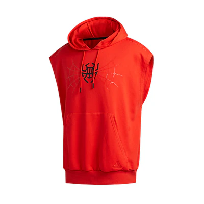 adidas DM SS Hoodie Red Sleeveless Printed Sports Hoodie for Men FR5747