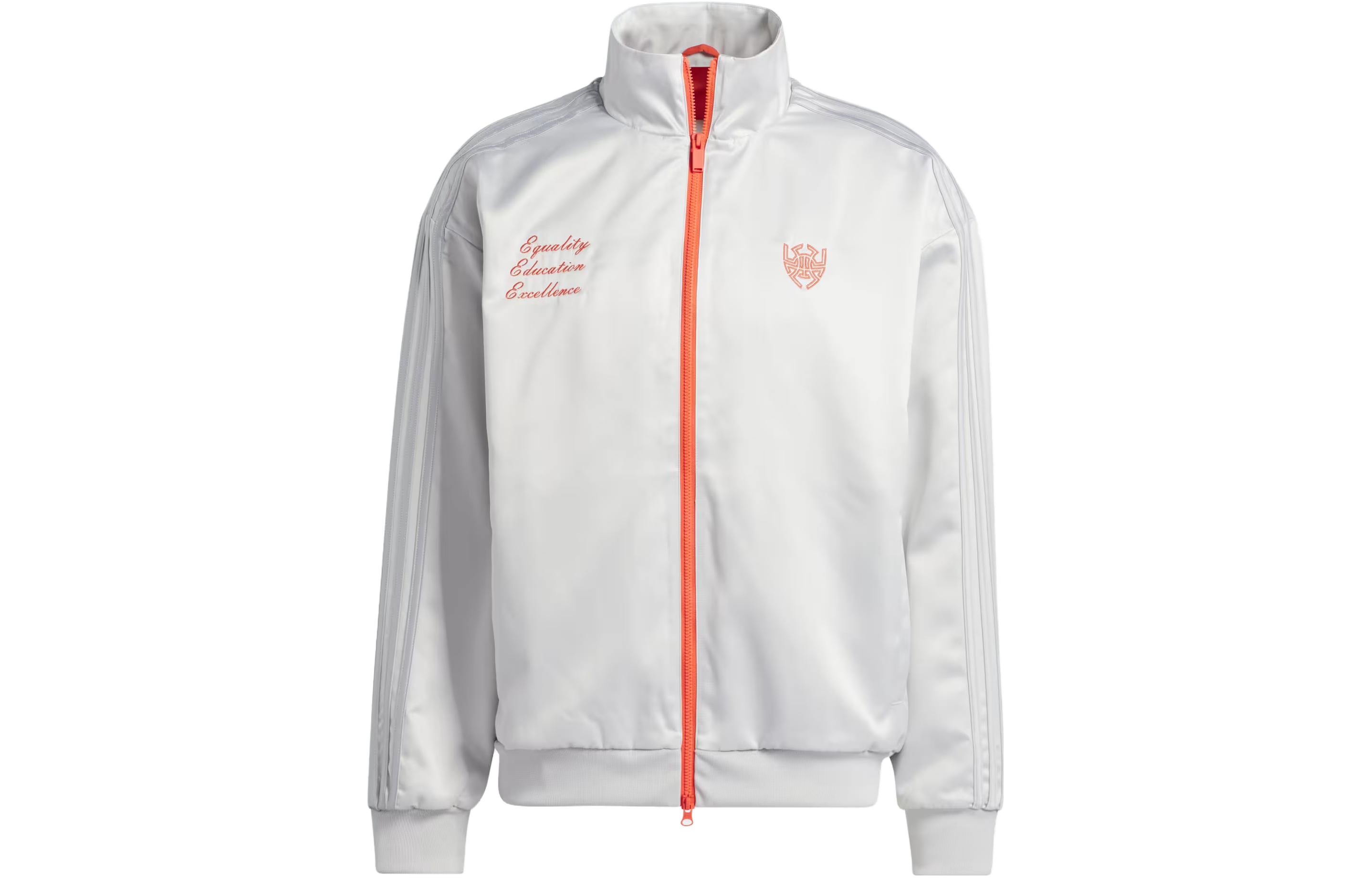 adidas DON Bomber Jacket Gray Retro Letter Print Zipper Jacket IJ0282