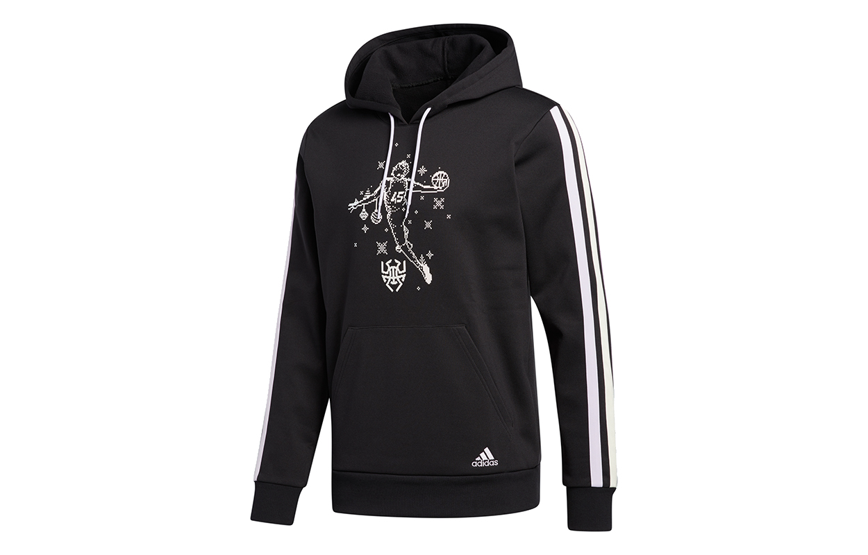 adidas Don Decorate Striped Basketball Hoodie Black Sweatshirt GU0505