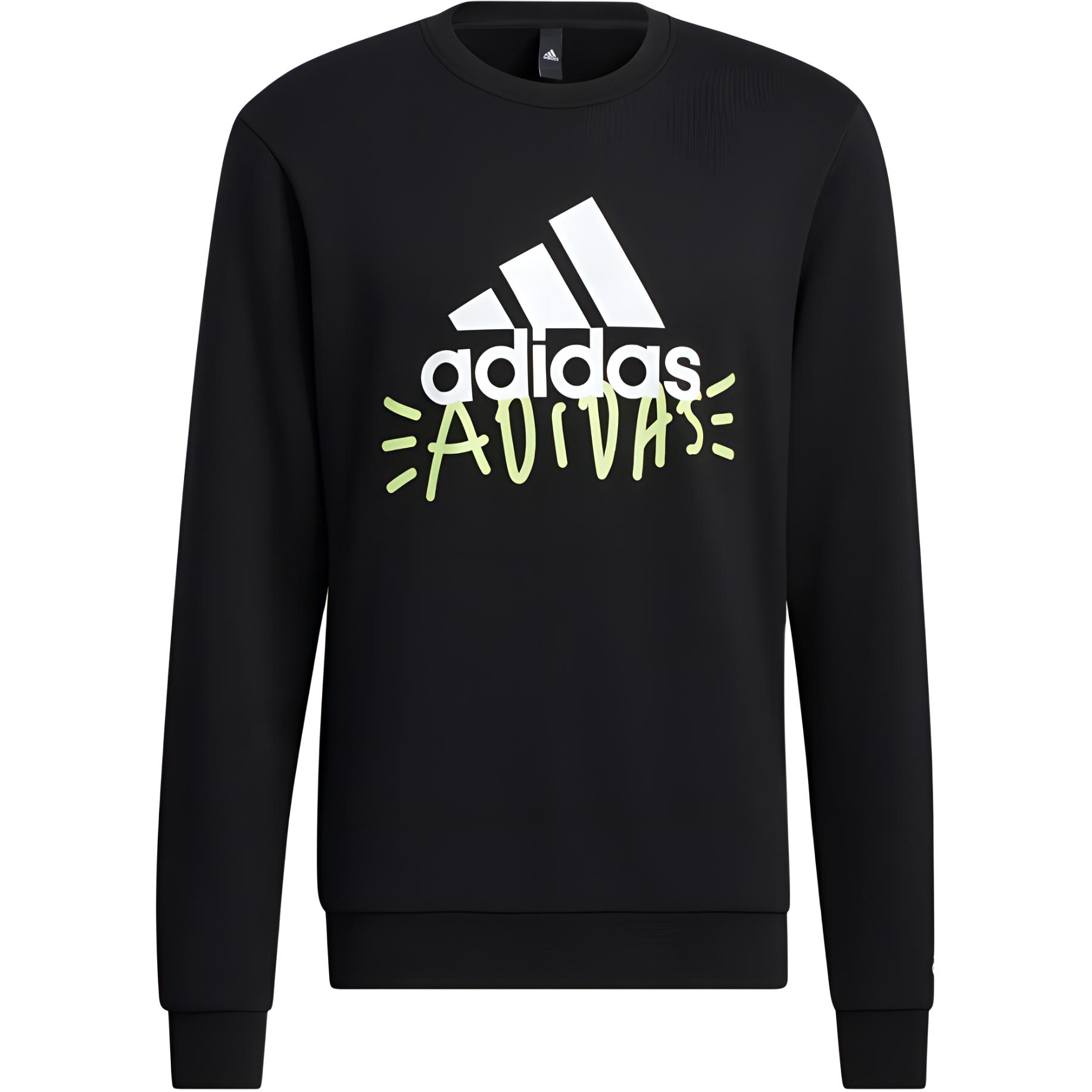 adidas Doodle Badge Sweatshirt Black - Casual Graffiti Style HM9379