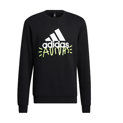 adidas Doodle Badge Sweatshirt Black - Casual Graffiti Style HM9379