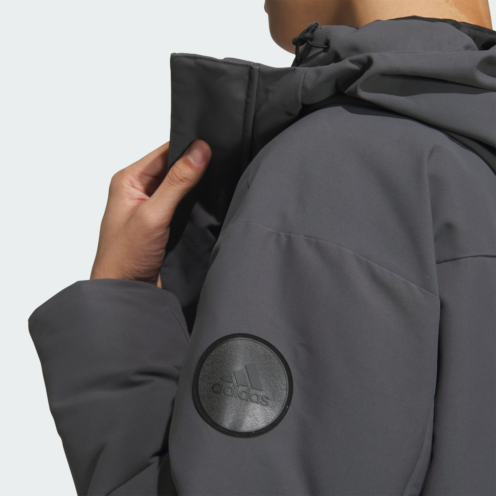 Details for adidas Down Parka Unisex Abu Tua Jaket Hangat Nyaman Berinsulasi JM9146