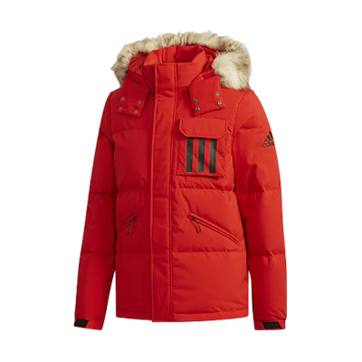 adidas Down Puffa Hooded Jacket Outdoor Winter - Light Scarlet DT7916