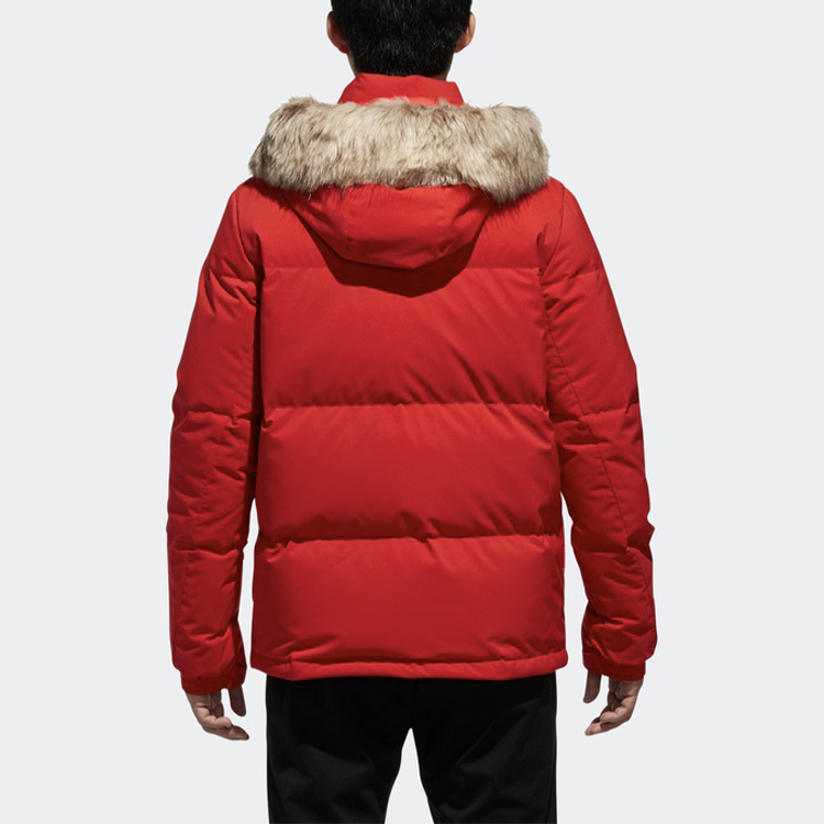 Shop adidas 戶外冬季連帽羽絨外套 - 淺猩紅 DT7916