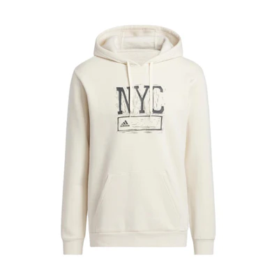 adidas Drawstring Hoodie with Letter Print - Off-White IC7733