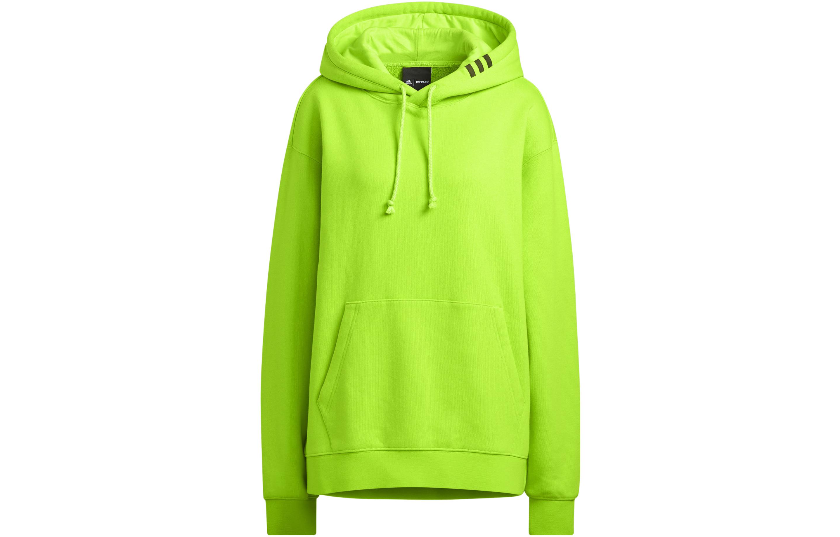 adidas Drawstring Pullover Hoodie Green Unisex - Relaxed Fit HK2840