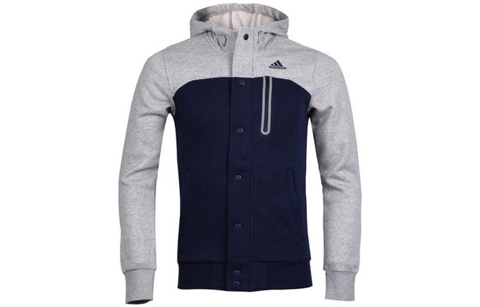 adidas Dual-Zip Hoodie Jacket with Colorblock Logo Print in Navy S04062
