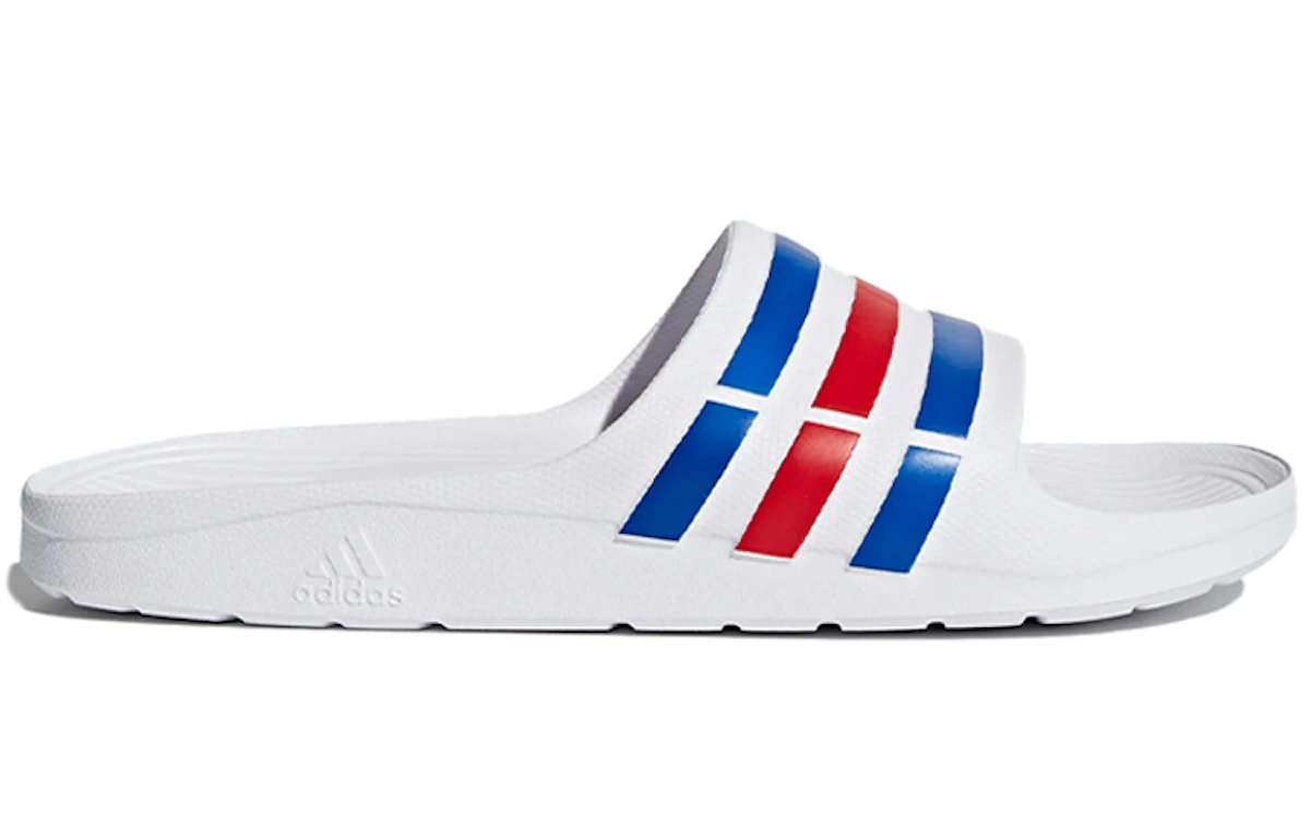 adidas Duramo Slides 'White Blue Red'