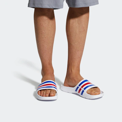 adidas Duramo Slides 'White Blue Red'