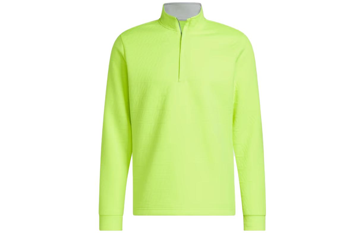 adidas Dwr Quarter-Zip Sweatshirt Green Solid Logo Pullover HZ0433