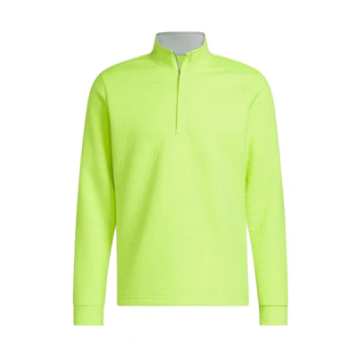 adidas Dwr Quarter-Zip Sweatshirt Green Solid Logo Pullover HZ0433