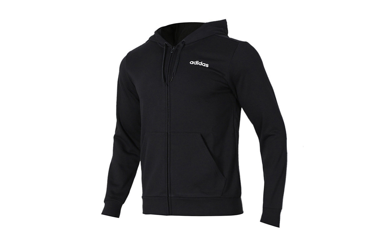 adidas E PLN FZ FT Letter Print Jacket Black Long-Sleeve Sportswear DU0383