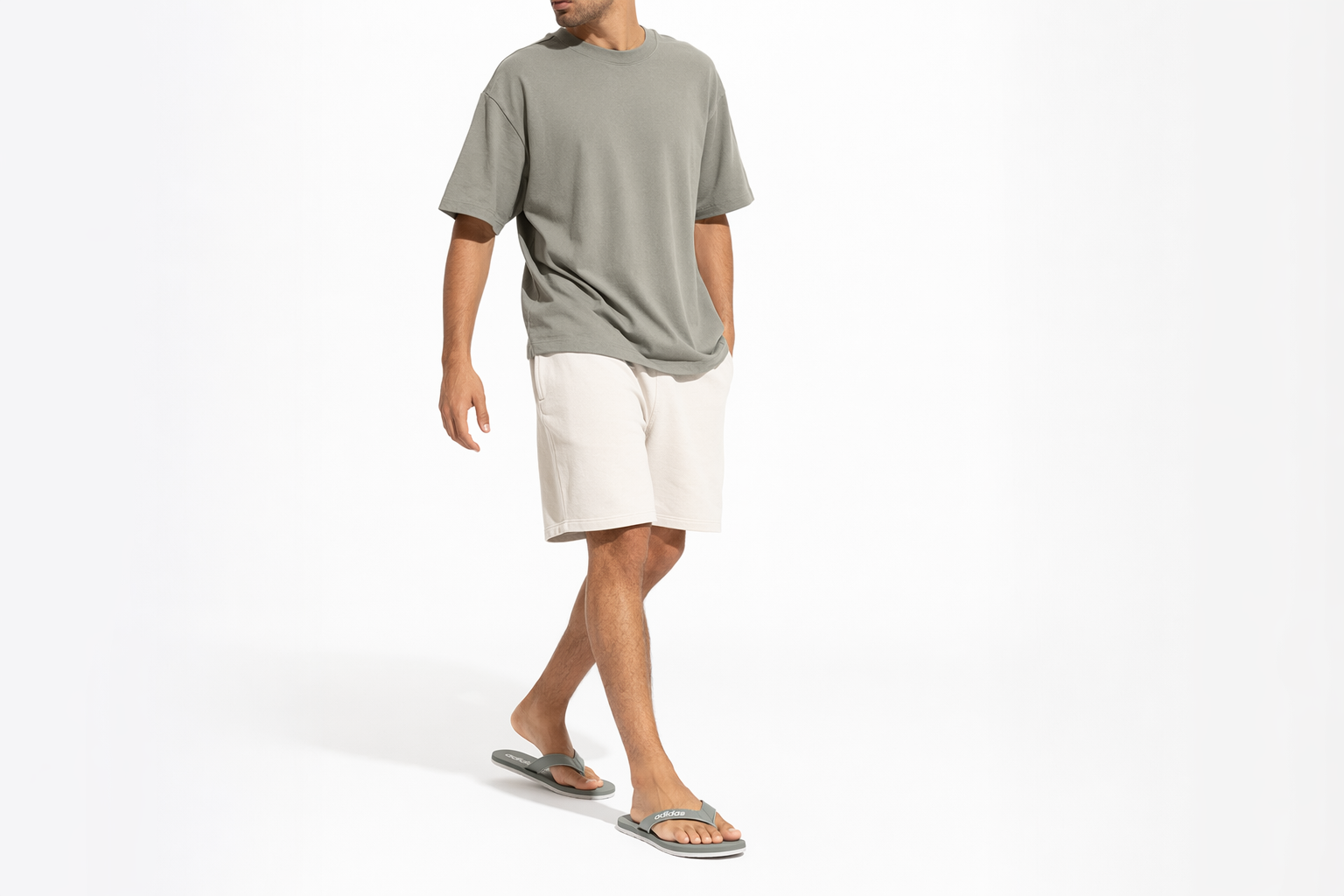 Order adidas Eezay 翻翻趾鞋 戶外平跟人字運動拖鞋 灰
