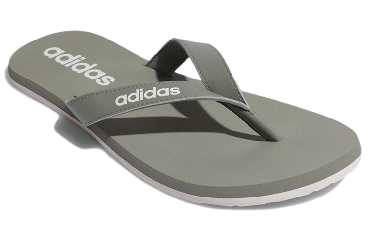 Shop adidas Eezay 翻翻趾鞋 戶外平跟人字運動拖鞋 灰