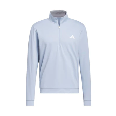 adidas Elevated 1/4-Zip Sweatshirt Light Blue Logo Pullover IJ0155