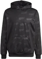 adidas Embossed Polar Fleece Hoodie Black with Logo Print Design IJ6435 adidas Embossed Polar Fleece Hoodie Black with Logo Print Design IJ6435