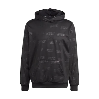 adidas Embossed Polar Fleece Hoodie Black with Logo Print Design IJ6435