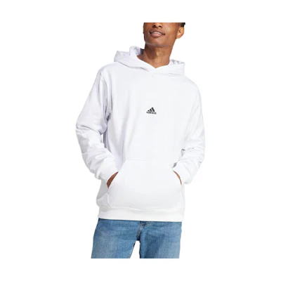 adidas Embossed Polar Fleece Hoodie White Letter Logo Print Pullover HY1278