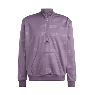 adidas Embossed Quarter-Zip Logo Sweatshirt Purple Jacket IJ6441