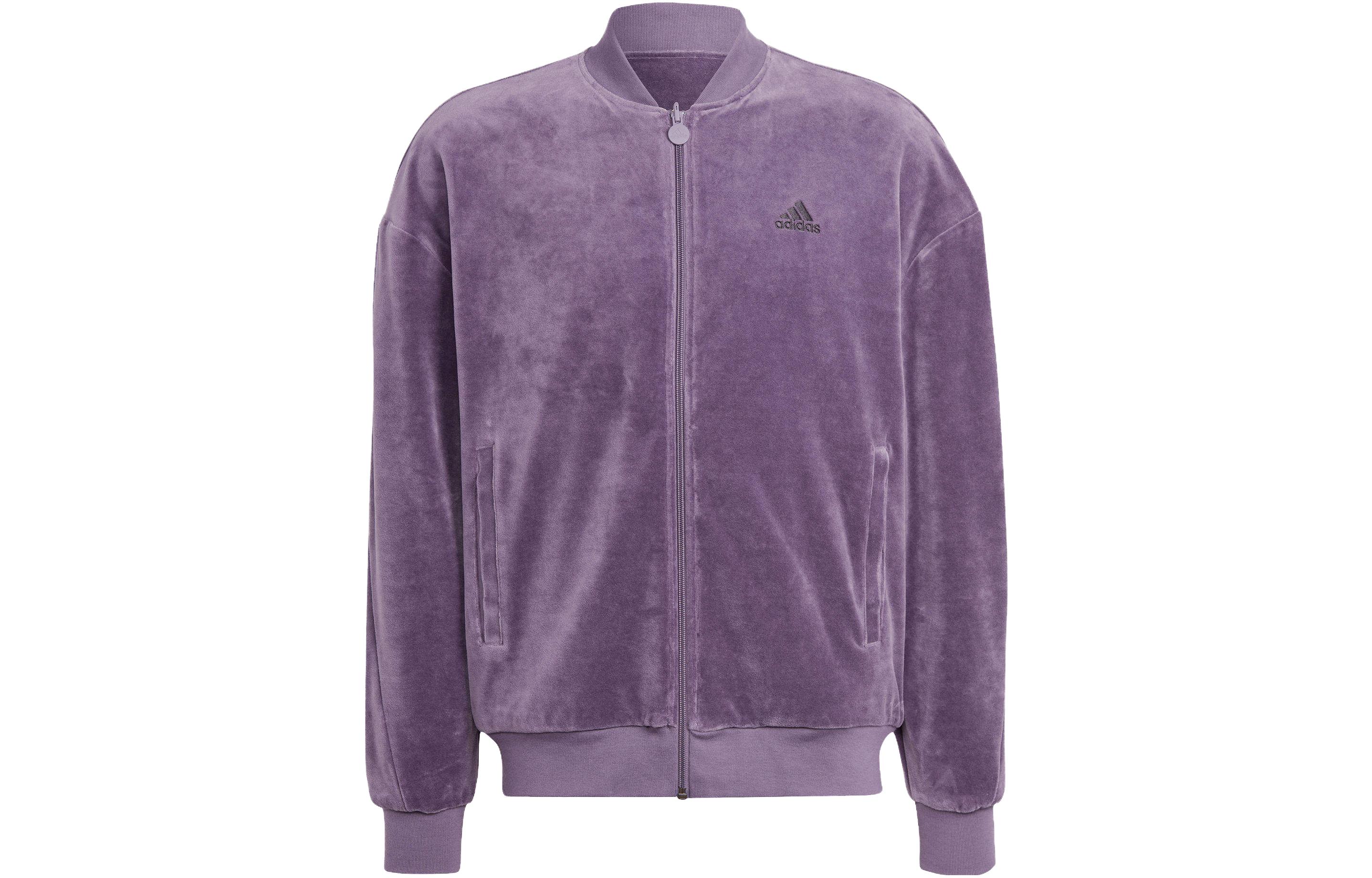 adidas Embossed Reversible Purple Logo Jacket Long Sleeve Outerwear HY1284