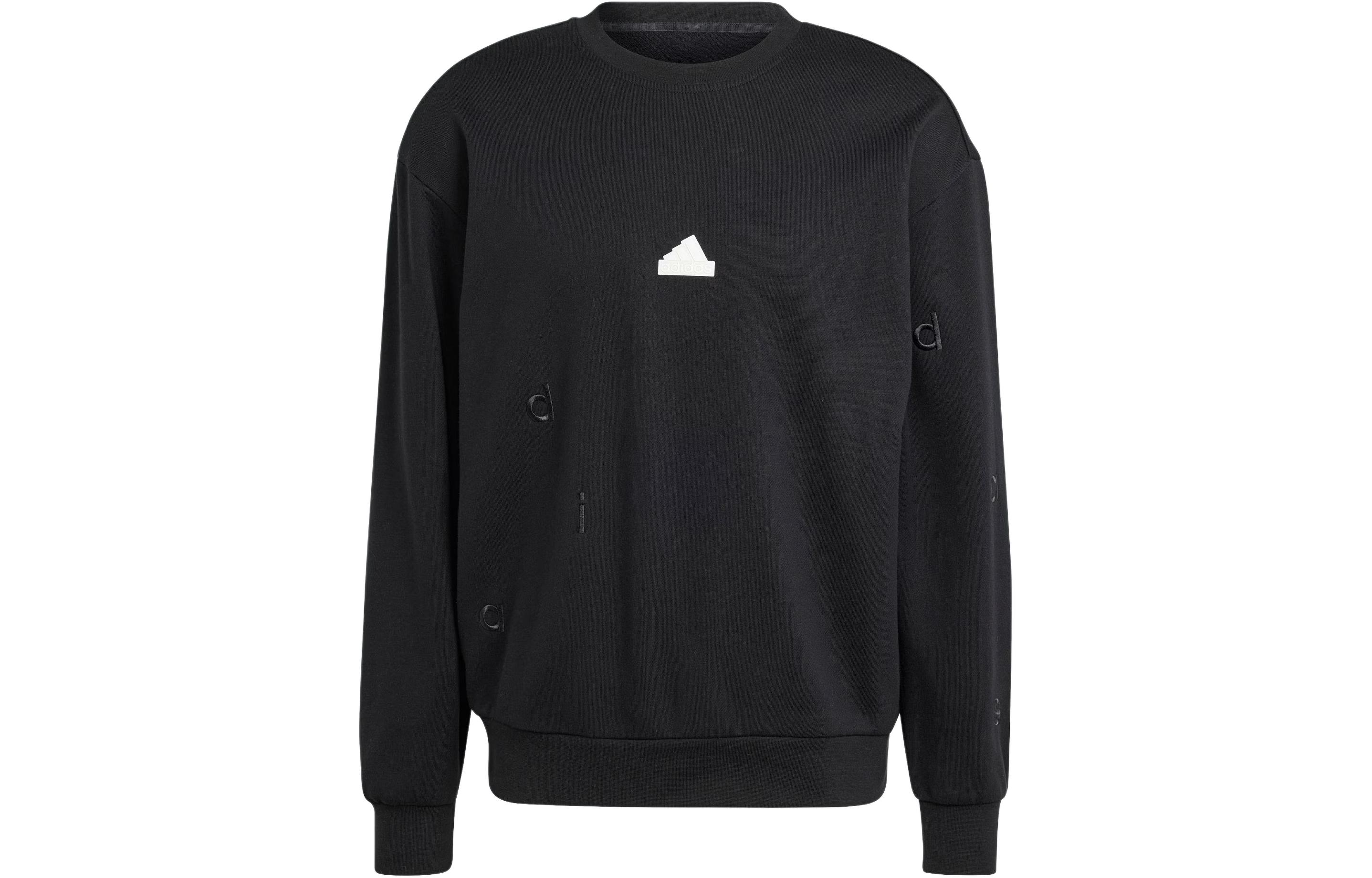 adidas Embroidered Crewneck Sweatshirt Black Casual Sportswear IS2035