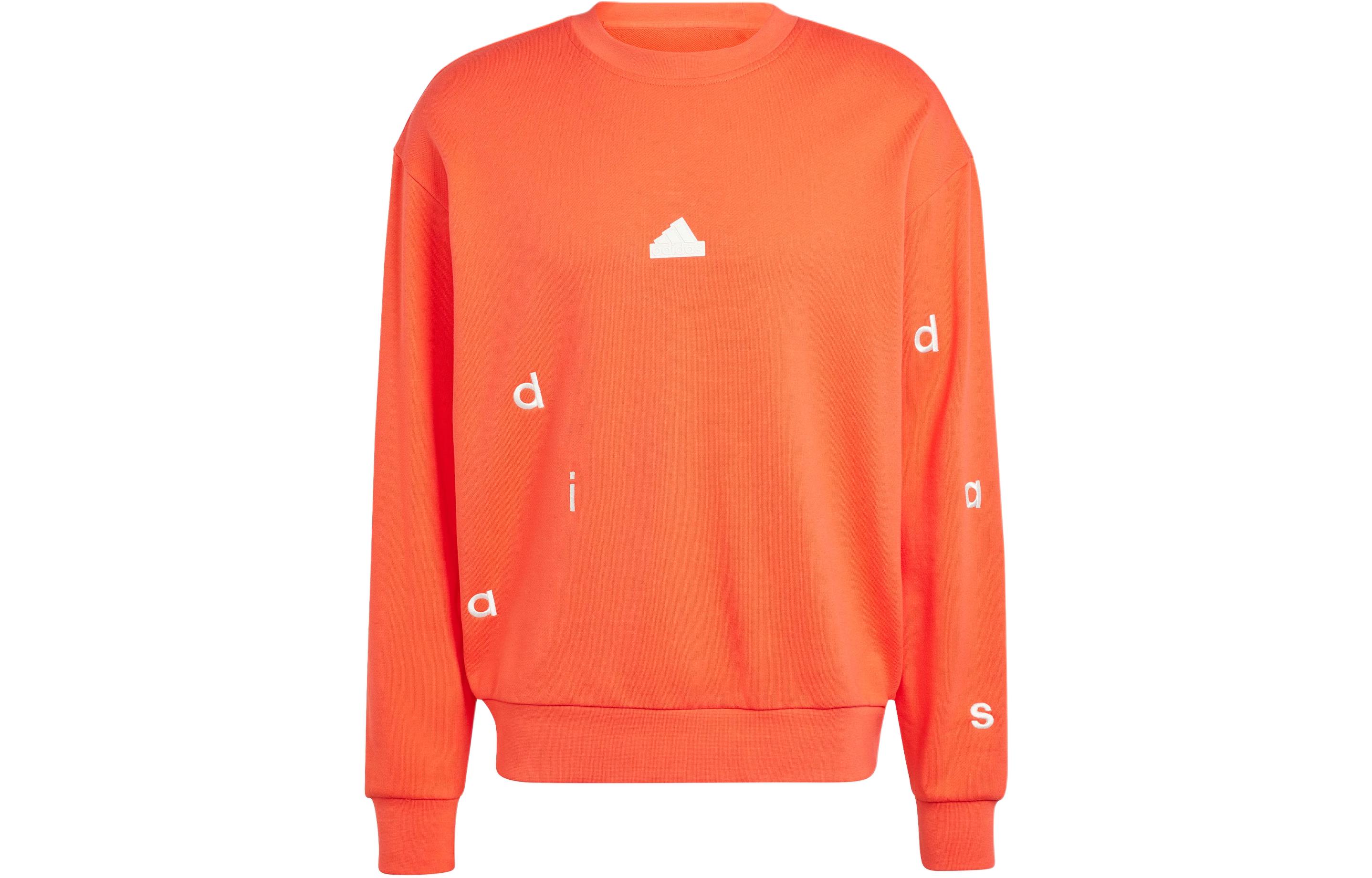adidas Embroidered Crewneck Sweatshirt Light Red Casual Sports Pullover IS2037