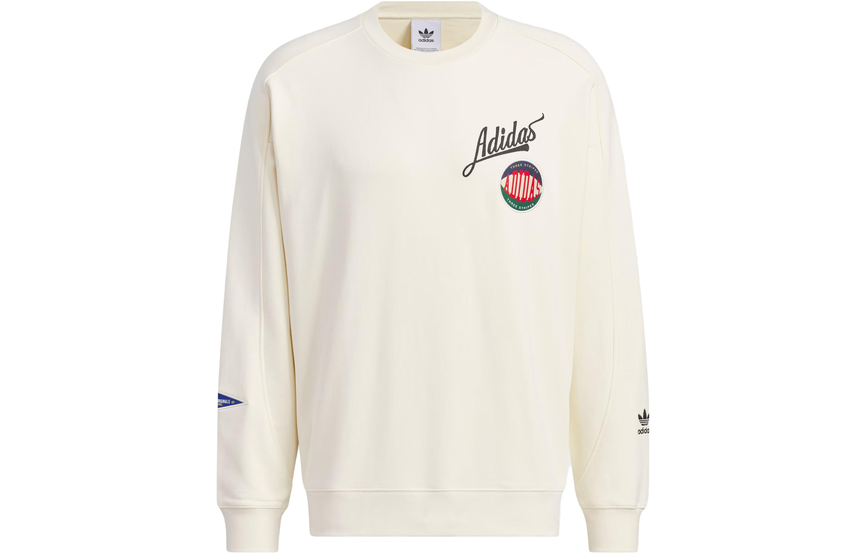adidas Embroidered Logo Crewneck Sweatshirt Cream White IZ1521