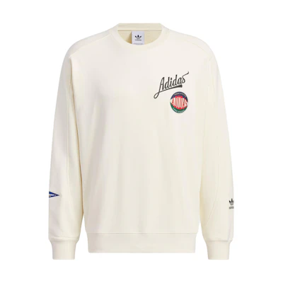 adidas Embroidered Logo Crewneck Sweatshirt Cream White IZ1521