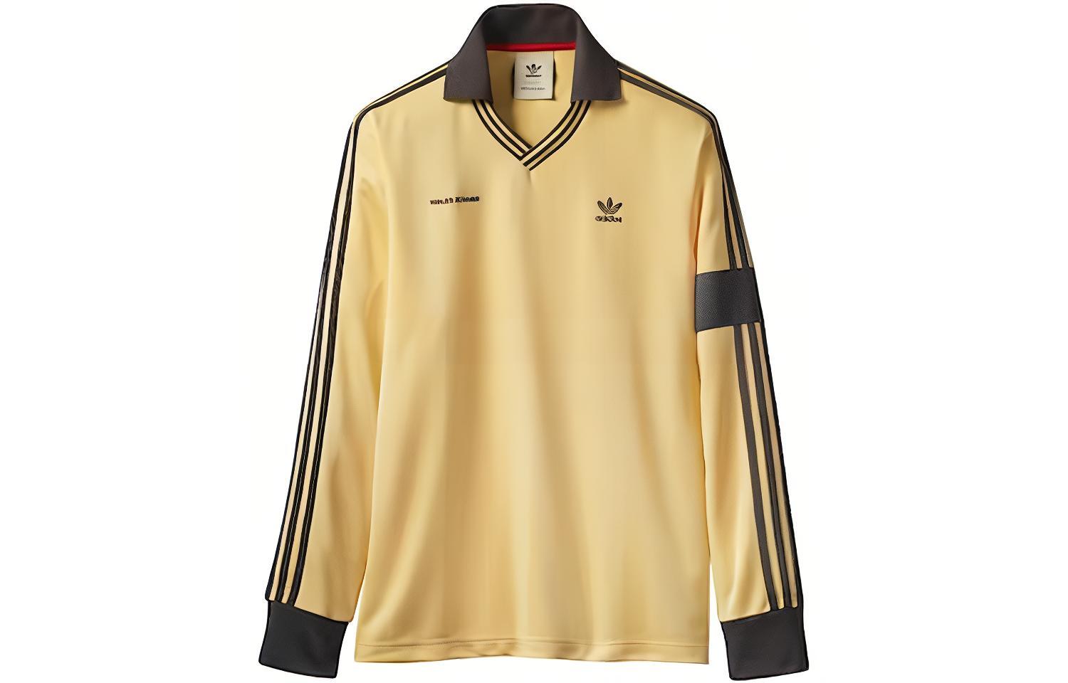 adidas Embroidered Logo V-Neck Long Sleeve Sweatshirt Unisex Yellow adidas-wales-footballjersey