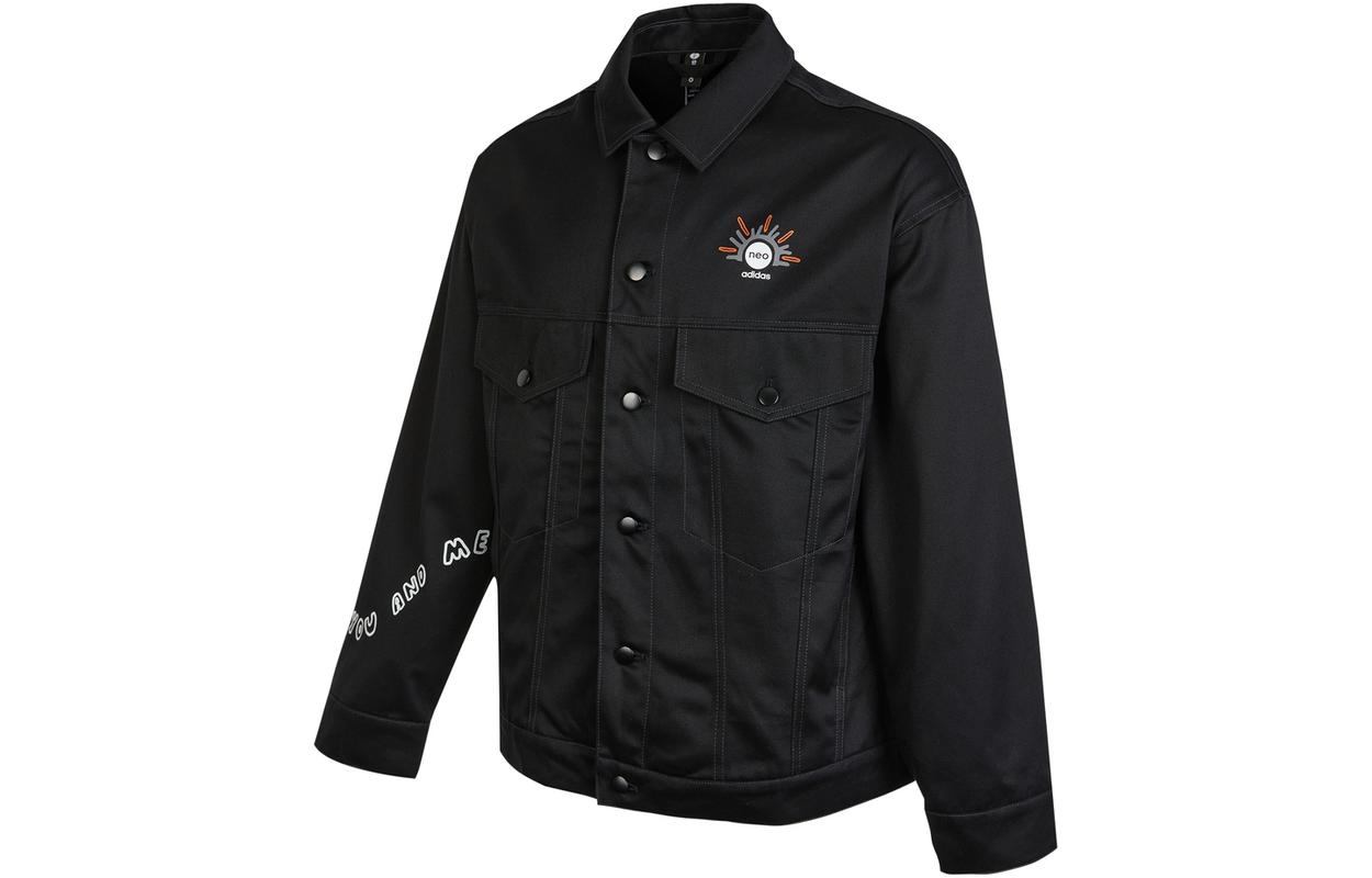 adidas Embroidered Monochrome Shirt Jacket Black Unisex HM7437