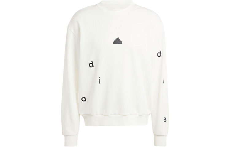 adidas Embroidered Sweatshirt White Crewneck Casual Pullover - IS2036