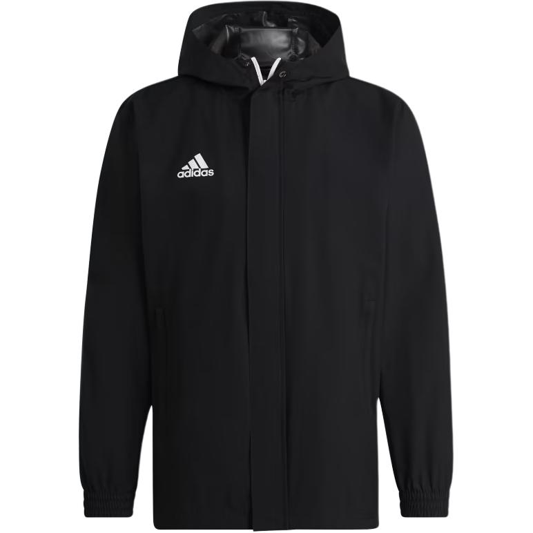 adidas Entrada 22 All-Weather Jacket Black Hooded Long Sleeve Coat HB0581