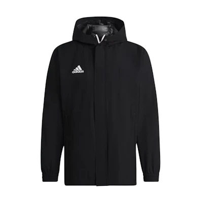 adidas Entrada 22 All-Weather Jacket Black Hooded Long Sleeve Coat HB0581