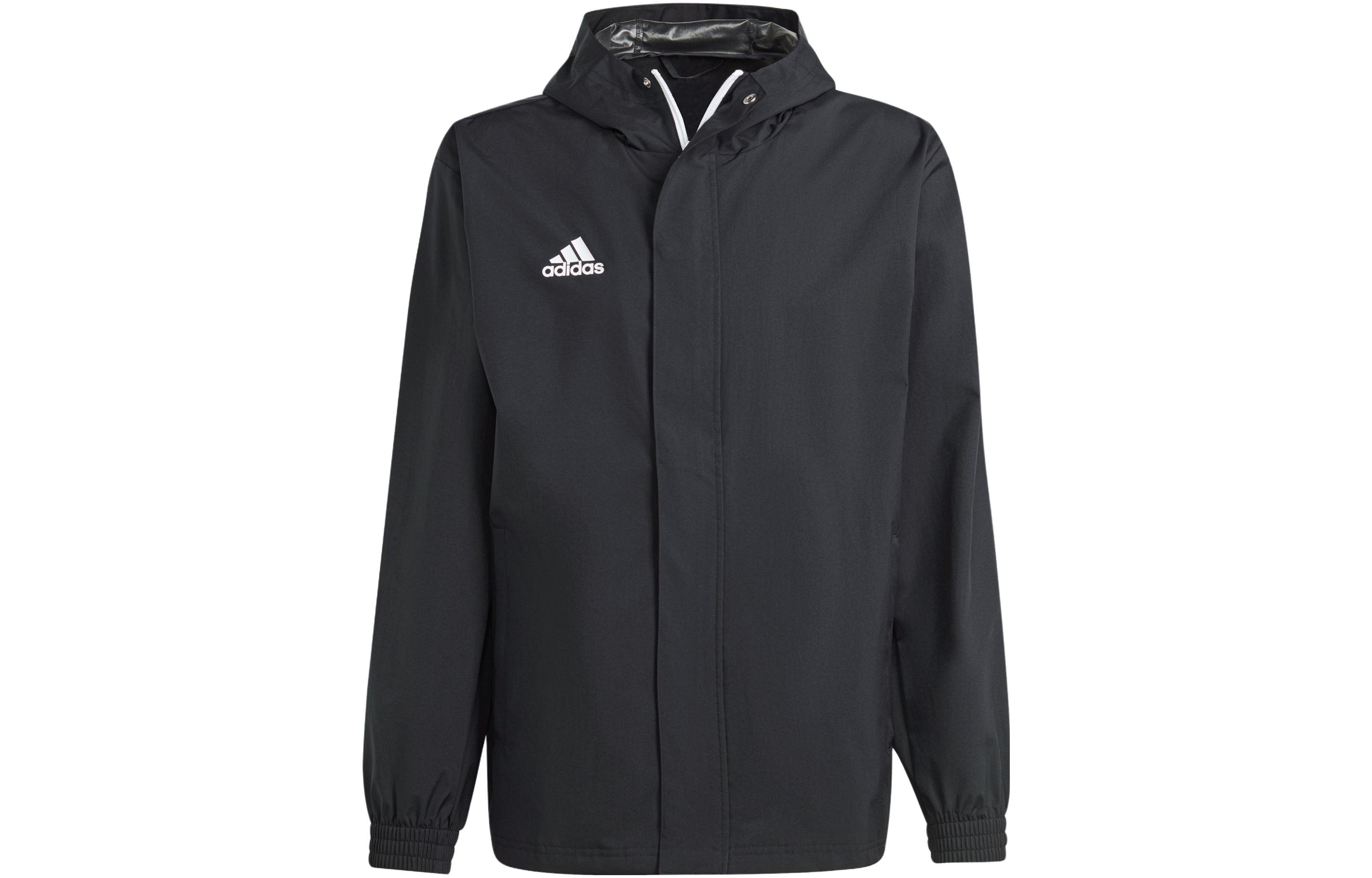 adidas Entrada 22 Black Football Training Hoodie Jacket with Logo IK4010