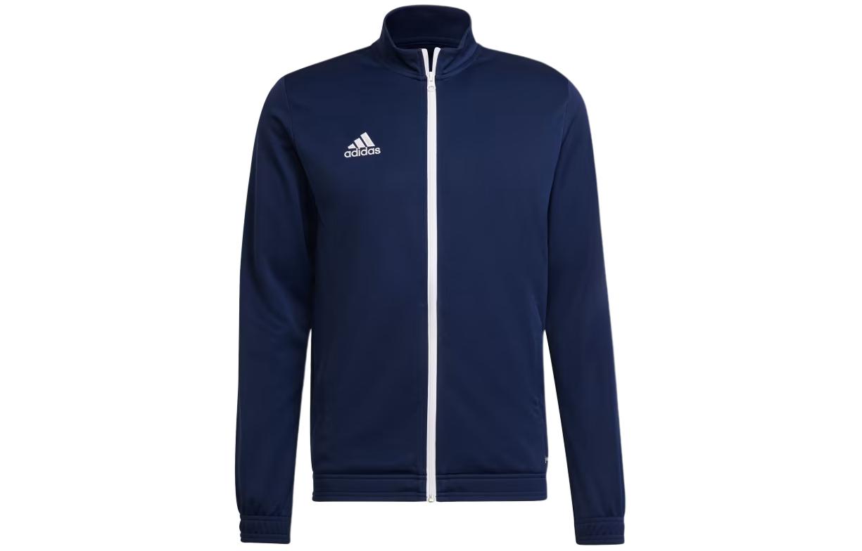 adidas Entrada 22 Navy Track Top Full-Zip Jacket with Logo Print H57523