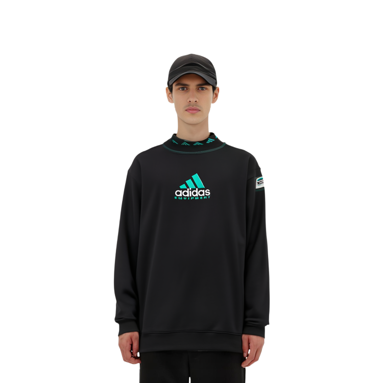 Details for アディダス EQT ロゴ刺繍 クルーネック スウェットシャツ ブラック HG8096