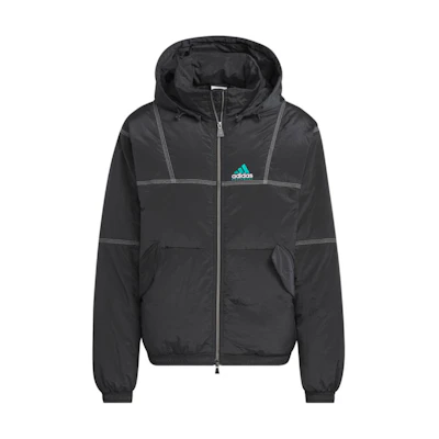 adidas EQUIPMENT SS25 Black Loose Fit Down Hooded Jacket KA7979