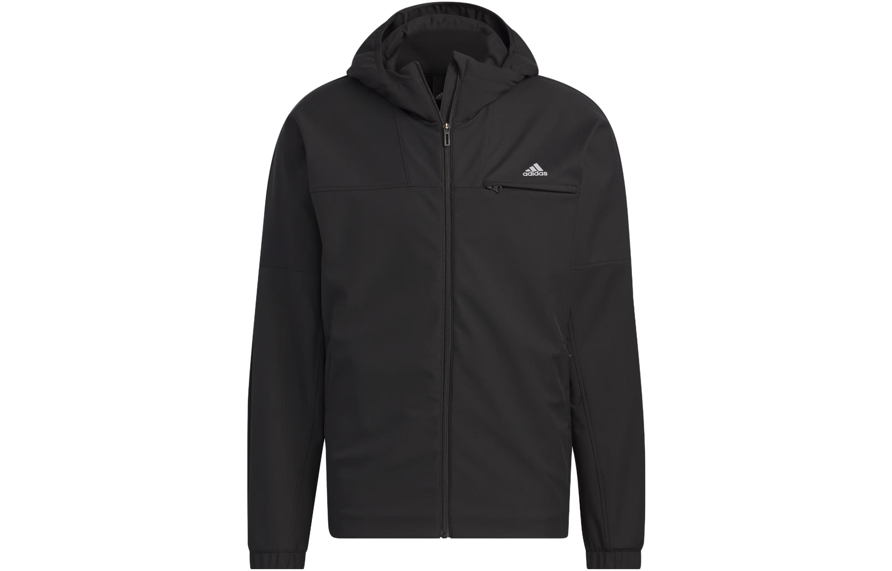 adidas Essential 3-Layer Bonded Jacket Black Hooded Casual Sportswear IK7347
