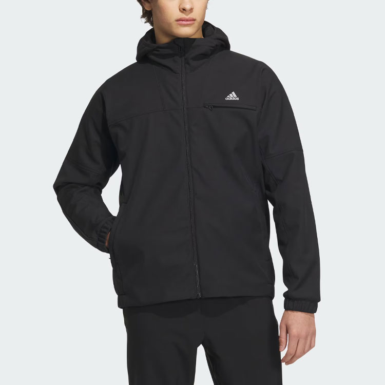 Lookbook adidas Essential 3-Layer Bonded Jacket Black Hooded Casual Sportswear IK7347