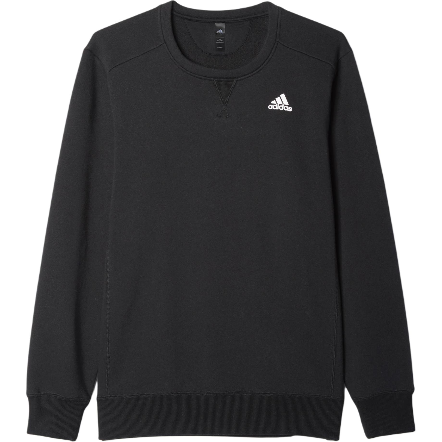 adidas Essential Crew Sweatshirt Black Fleece Knit Pullover Casual Wear AY5504