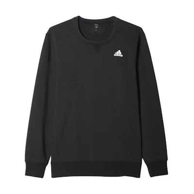adidas Essential Crew Sweatshirt Black Fleece Knit Pullover Casual Wear AY5504