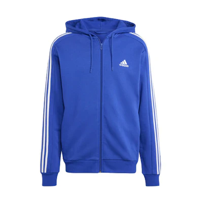 adidas Essential Fleece 3-Stripes Full-Zip Hoodie Blue Jacket IJ6491