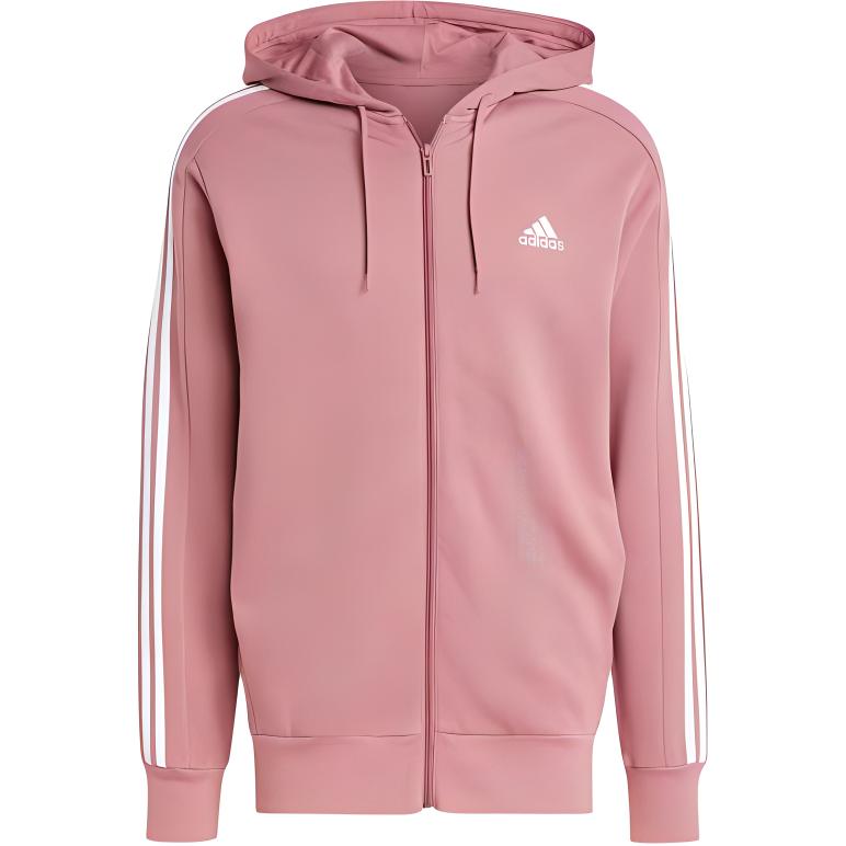 adidas Essential French Terry 3-Stripes Full-Zip Hoodie Men’s Red Secondhand JG8496