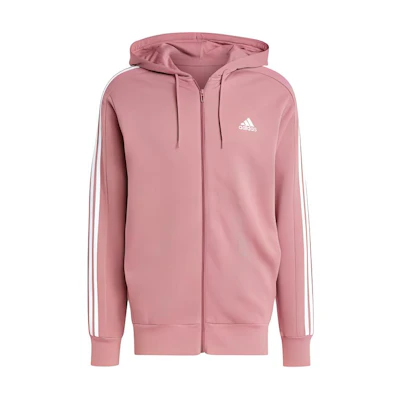adidas Essential French Terry 3-Stripes Full-Zip Hoodie Men’s Red Secondhand JG8496