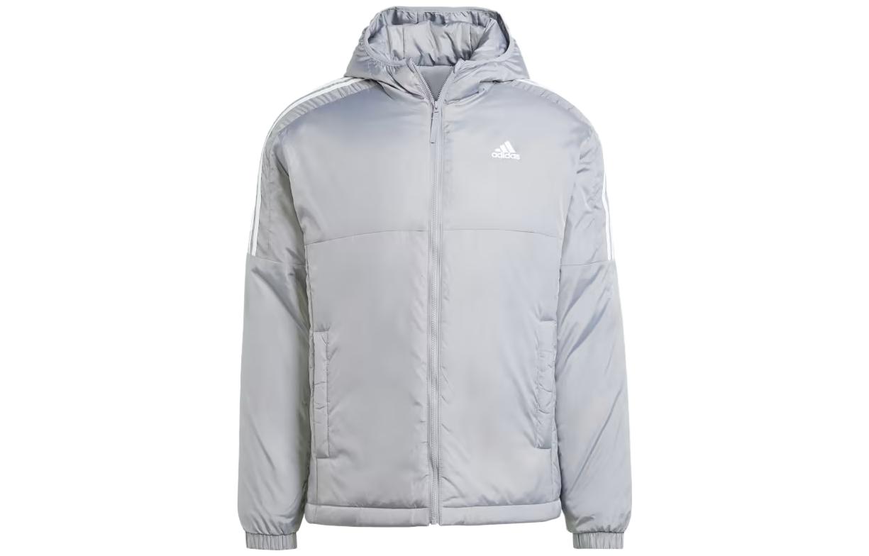 adidas Essential Insulated Hooded Jacket Grey Printed Zip-Up IK5684